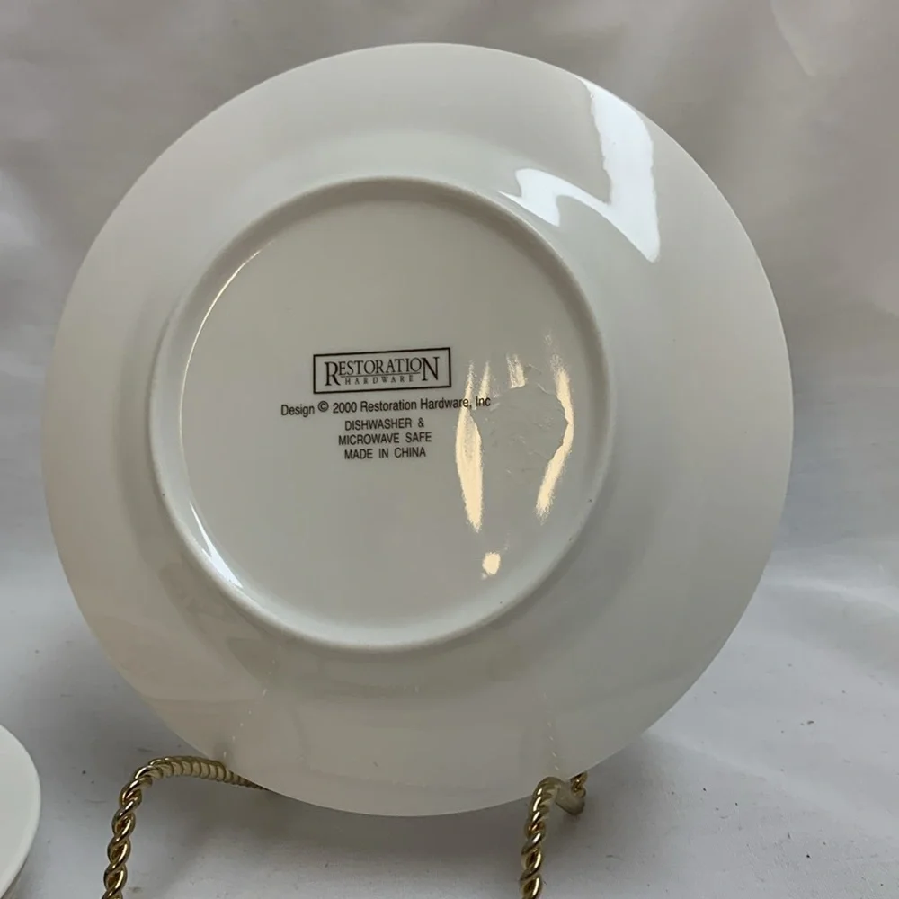 Set Of 4 Restoration Hardware Plates French Cheese Appetizer Dishes 7.5”